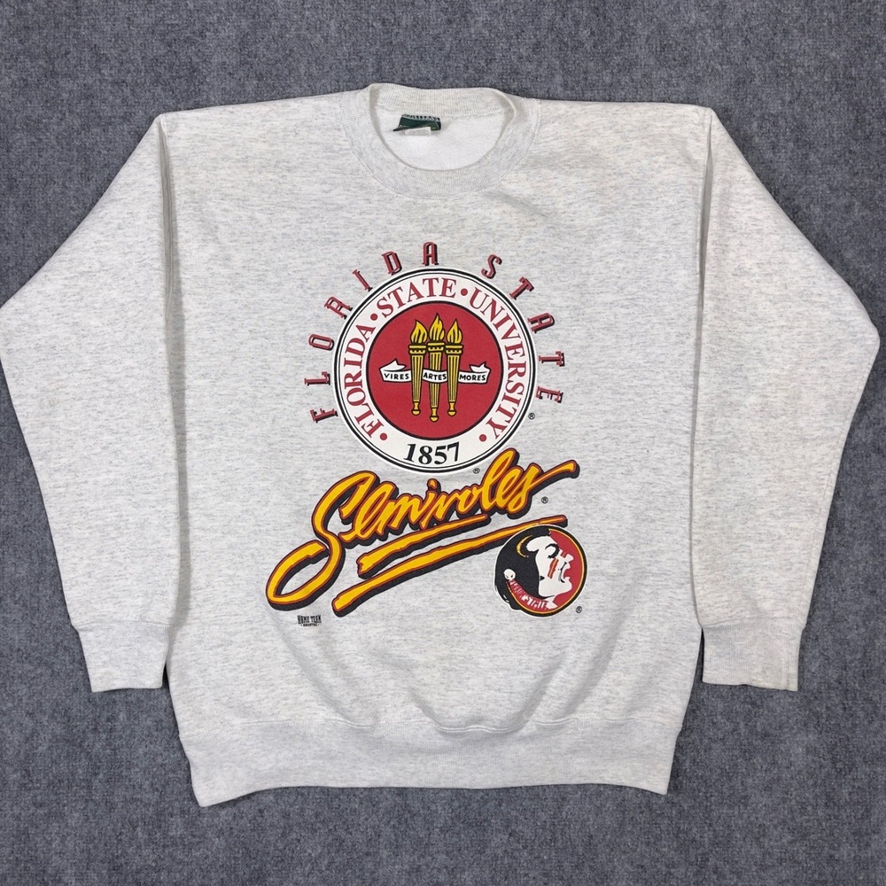 Home Team Advantage Florida State Seminoles Sweatshirt Mens Large Grey Vintage